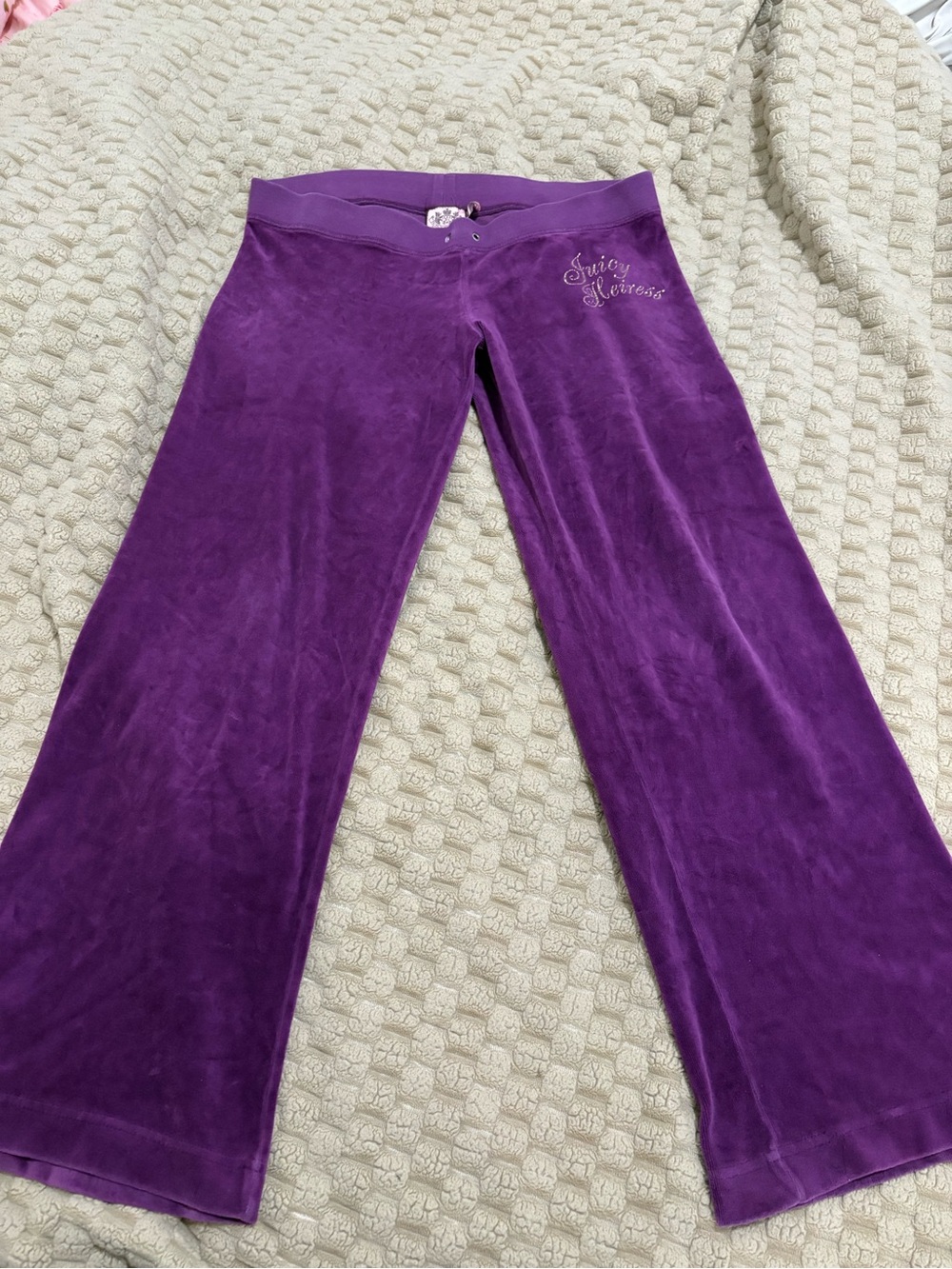 Juicy Heiress Purple Velour Track Pants with Pink Logo Tag